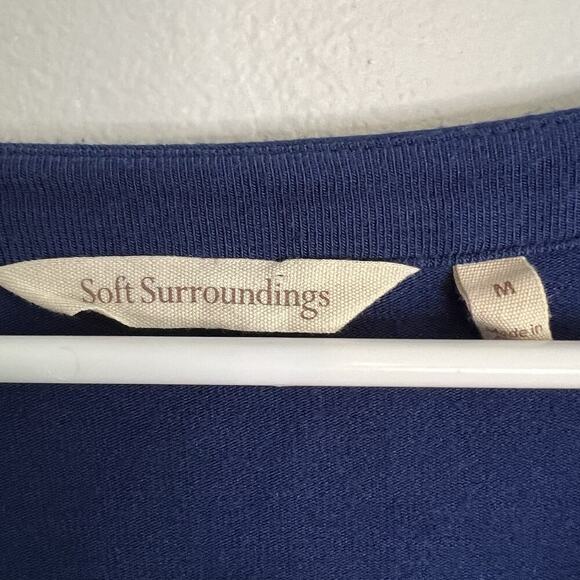 Soft Surroundings Marla Dress Womens Sz M Lagonlook Blue Knit V-Neck Midi Blue - Picture 7 of 12